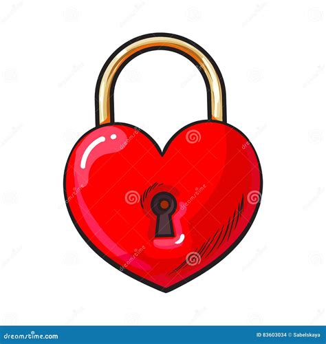 Traditional Red Heart Shaped Padlock For Love Lock Unity Ceremony Stock