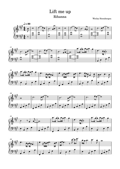 Lift Me Up Arr Eduardo Sabino By Rihanna Sheet Music For Easy Piano At Sheet Music Direct