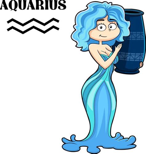 Premium Vector Aquarius Cartoon Character Horoscope Zodiac Sign