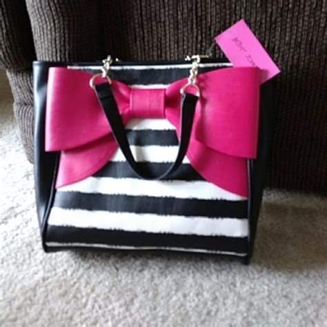 Betsey Johnson Betsey Johnson Black Striped Bag W Big Pink Bow From Melinda S Closet On Poshmark