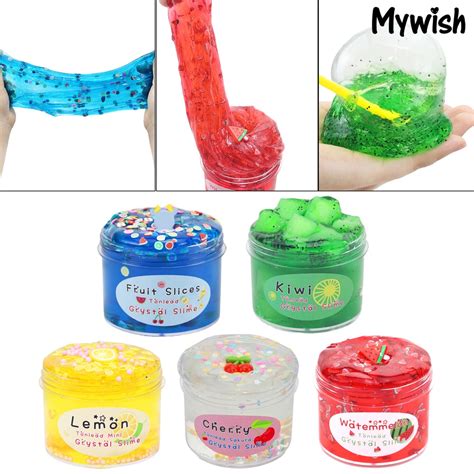 MW 70ml Fruit Slime Toy Various Soft Stretchy Non Sticky Cloud Crystal