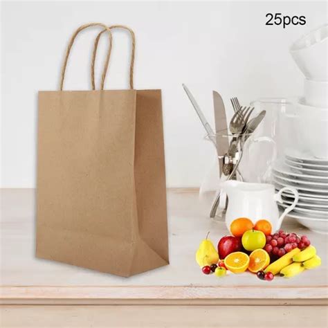 25 Bolsas De Papel Kraft Mandado Con Asa Ecológica Reciclabl Cuotas