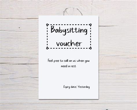 Baby Shower Card Babysitting Voucher Card New Baby Card Etsy Uk