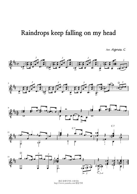 B J Thomas Raindrops Keep Falling On My Head Classic Guitar Sheets