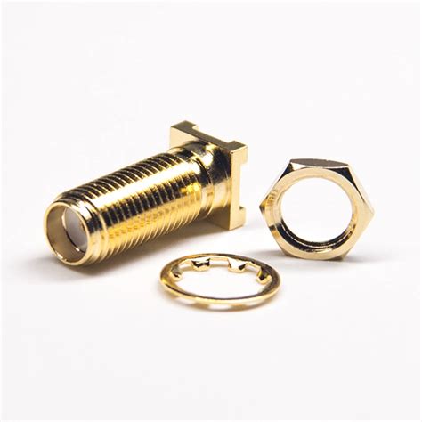 Straight Gold Plated RF Bulkhead Electrical Female SMA Connector SMD