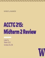 ACCTG 215 Midterm 2 Review A R AFDA Inventory Impairment Course Hero