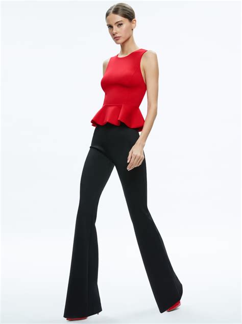 Poppy Crew Neck Peplum Top In Bright Ruby Alice Olivia