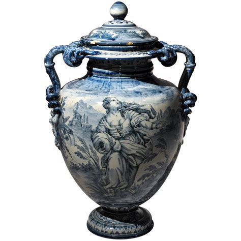 Lidded Blue And White Urn For Sale At Stdibs