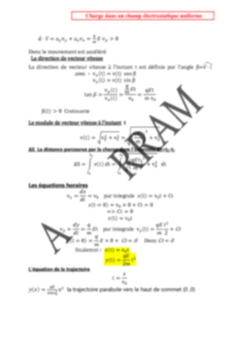 SOLUTION Charge Dans Champ Lectrostatique Uniforme Studypool