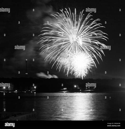 Fireworks Over Grand Lake In Disney Oklahoma On July 1 2017 Stock