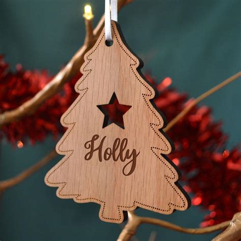 Personalised Wooden Christmas Decoration Tree Shape Always Personal