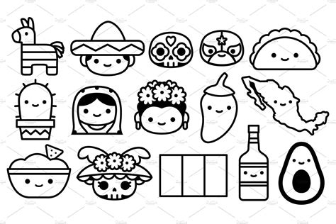 Mexican Kawaii Icons Mexican Tattoo Mexican Culture Art Kawaii