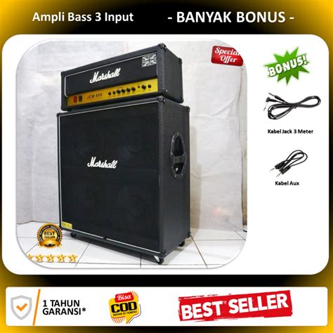 Jual Ampli Gitar Bass Marshall 4x12 Inch 3 Input Bonus Kabel Jack