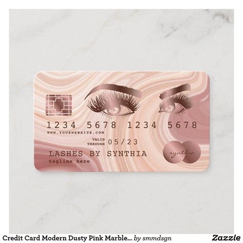 Credit Card Modern Dusty Pink Marble Makeup Artist Zazzle Pink