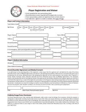 Fillable Online Player Registration And Waiver Ngin Fax Email Print