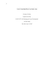 Week Career Counseling Theory Case Study Juan Dorothy D