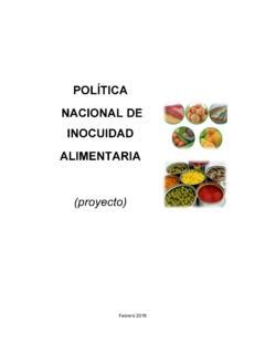 Pol Tica Nacional De Inocuidad Alimentaria Pol Tica Nacional De