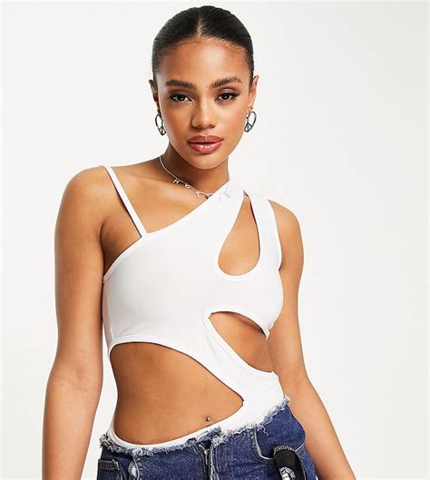 Bodysuit By ASYOU Exclusive To ASOS Asymmetric Neck Cut Out Panels