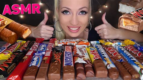 Asmr Chocolate Candy Bars 🍫 Mukbang 먹방 Kinder Twix Snickers Kitkat Mars Asmr Eating Sounds