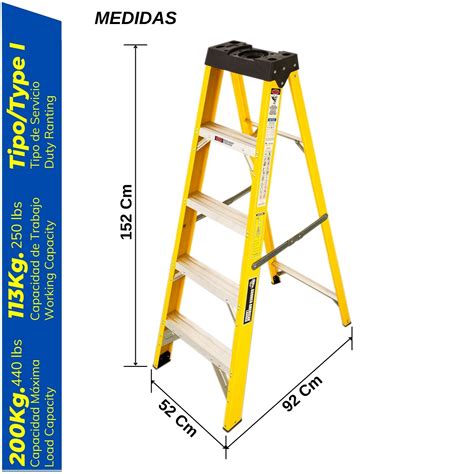 Ripley Escalera Tijera Fibra De Vidrio Profesional Simple Ascenso