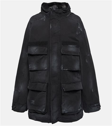 Cotton Ripstop Parka In Black Balenciaga Mytheresa