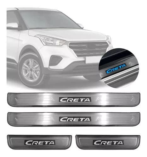 Jogo Soleira Led Hyundai Creta Em Diante A O Escovado