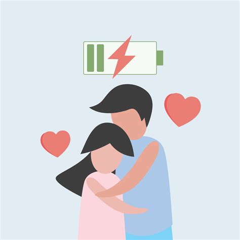 Vector Lovely Couple Hug With Love To Charge Power Battery Of Love