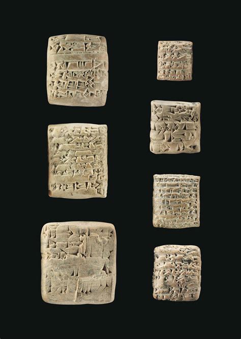 SEVEN SUMERIAN CLAY CUNEIFORM TABLETS , THIRD DYNASTY OF UR, CIRCA 2112 ...