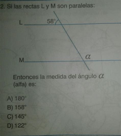 Si si las rectas L y M son paralelas entonces la medida del ángulo a