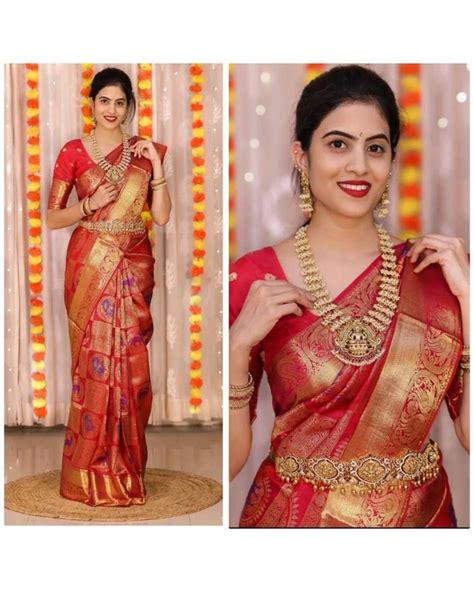 Reeta Fashion Classic Red Soft Litchi Silk Zari Work Saree Reeta Fashion