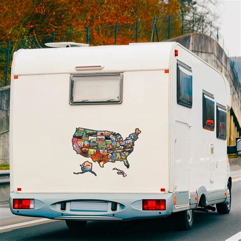 Snapklik RV State Travel USA Map Sticker United States Vinyl Map