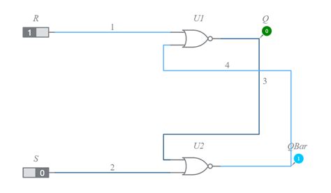 Sr Latch Using Nor Gates Multisim Live