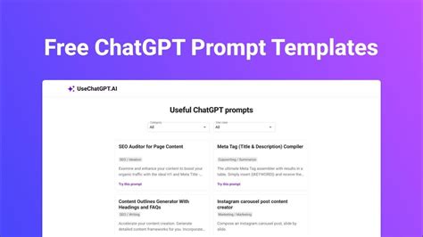 100 Free Chatgpt Prompt Templates Usechatgptai Youtube