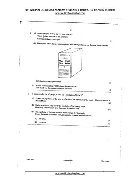 Bgcse Maths Pp3 2008 Pdf