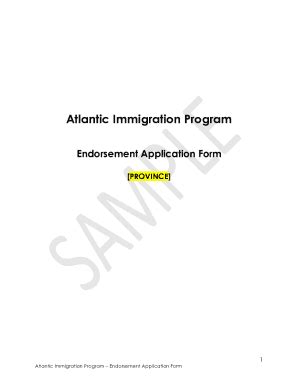 Fillable Online Endorsement Application Immigration And Settlement In