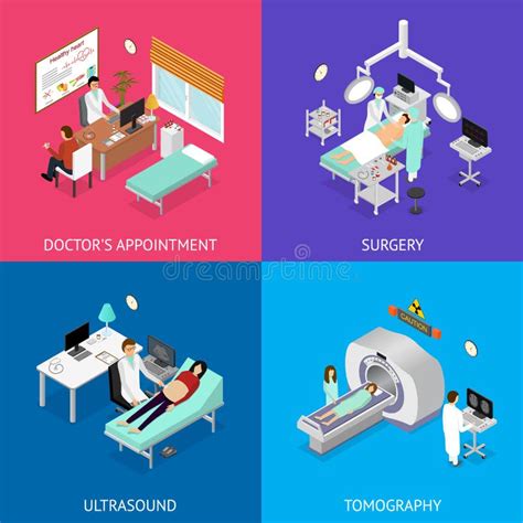 Patient And Doctor Appointment Set Isometric View Vector Stock Vector