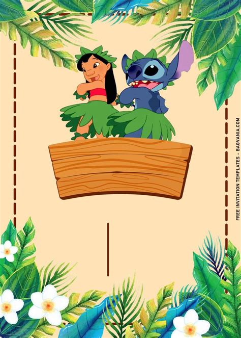 10 Blissful Summer Hula Lilo And Stitch Birthday Invitation Templates