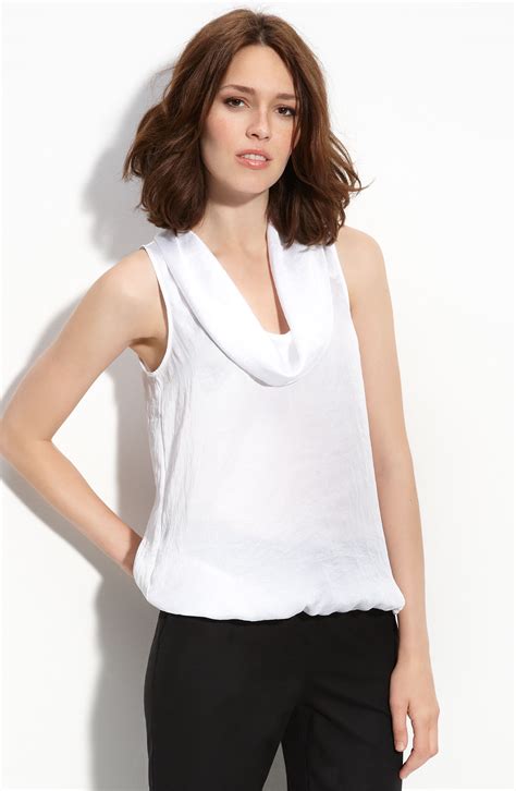 Michael Michael Kors Sleeveless Cowl Neck Blouse In White Lyst