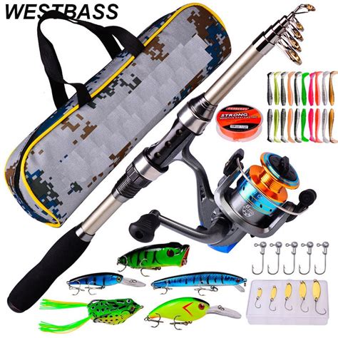 WESTBASS Kit de caña de pescar telescópica de carbono carrete