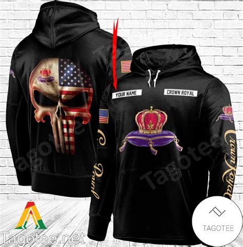 Crown Royal Punisher Skull Usa Flag Personalized Hoodie Tagotee