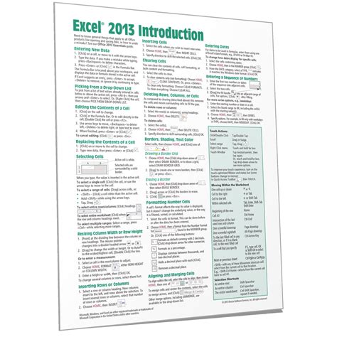 Excel 2013 Quick Reference Guide Card Cheat Sheet Beezix