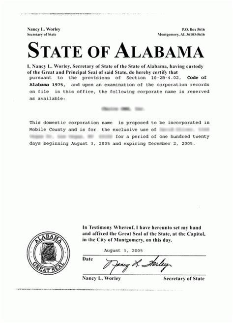 Articles Of Incorporation Alabama Template