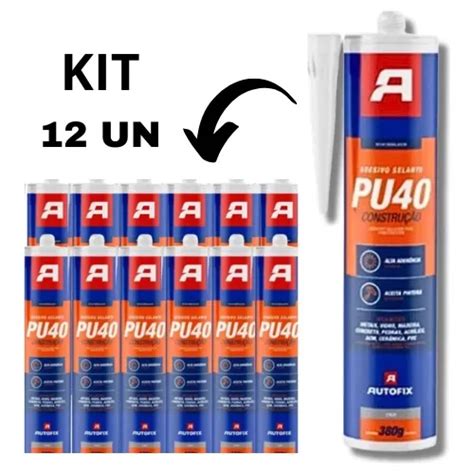 Kit C 12 Selante De Poliuretano Pu40 Preto Tubo 380g Autofix