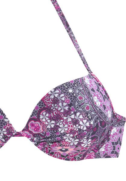 Buffalo Push Up Bikini Top Shari Aubergine Bedruckt Cup A 36