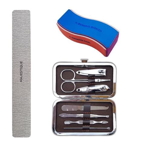 Majestique Manicure Pedicure Tool Kit 7 Tools With Nail File And 4