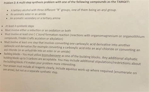 Solved Problem A Multi Step Synthesis Problem With One Of Chegg