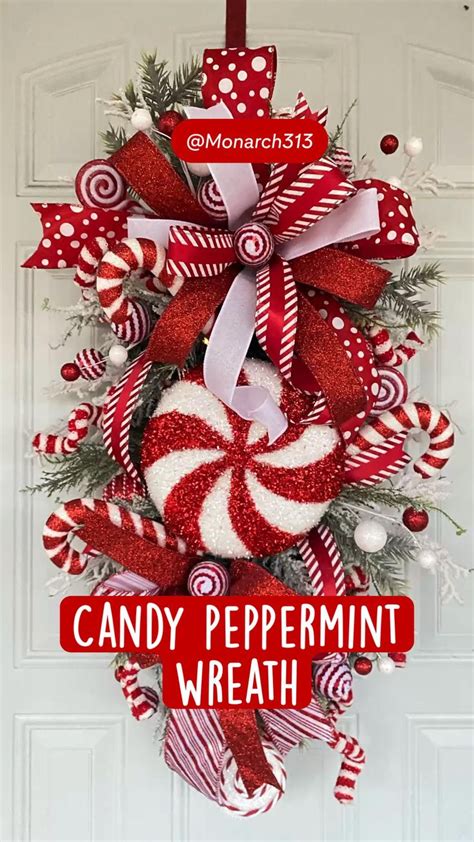 Red And White Peppermint Candy Wreath Candyland Christmas Decorations