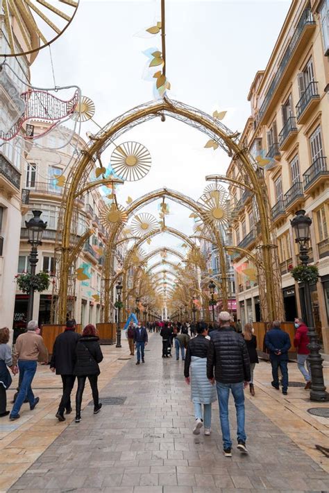 Marques De Larios Street A Vibrant Shopping Street In Malaga Editorial