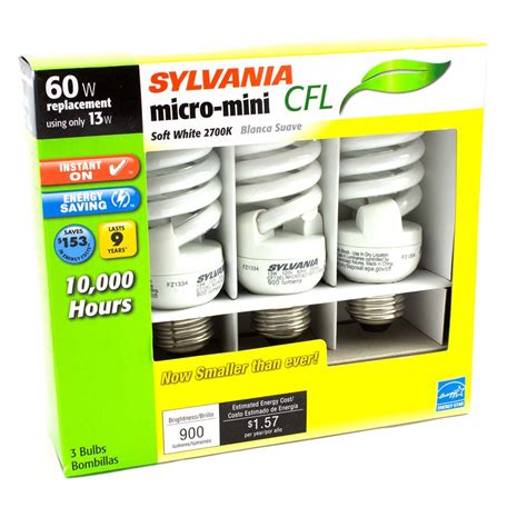 Sylvania Micro Mini 60 Watt Soft White CFL Light Bulbs Shop Light