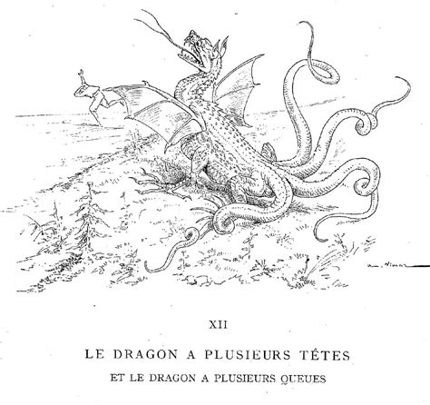 Illustration Vimar Fable De La Fontaine Le Dragon A Plusieurs Tetes Et